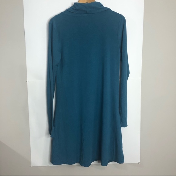 MODODOC Tunic M Teal Cowl Neck Long Sleeves Pockets Slouchy Pockets - Picture 2 of 7